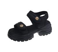 Generico Sandali con Plateau Donna Sandali Donna Estivi Scarpe da Spiaggia con Plateau da Studente Casual Piatti Alla Chiusi Davanti Ortopedici (Black,39)