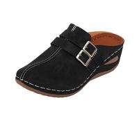 Generico Sandali con Plateau Donna Sandali Zeppa Comodi con Plateau Di Grandi Dimensioni,Stile da Donna,Piatti,Senza Schienale,Un Cinturino,Ciabatte Bassi (Black,39)