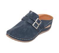 Generico Sandali con Plateau Donna Sandali Zeppa Comodi con Plateau Di Grandi Dimensioni,Stile da Donna,Piatti,Senza Schienale,Un Cinturino,Ciabatte Bassi (Blue,41)