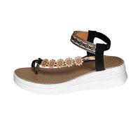 Generico Sandali con Plateau Donna Zeppe Estive Comoda Sandali da Donna con Piccoli Fiori,Pantofole Aperte Punta,Estivi da Spiaggia Tacco Largo,Estivi (Black,39)
