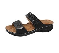 Generico Sandali con Plateau Donna Zeppe Estive Eleganti Ciabatte Estive da Donna con Fondo Spesso,Bordo Largo,Una Parola,A Forma Di Bocca Di Pesce,Sandali (Black,42)