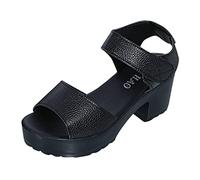 Generico Sandali con Plateau Donna Zeppe Estive Eleganti Flip Flop Bocca Estate Zappe Sandali Di Pesce Medio Spiaggia Donna Sandalo Tacco con Paillettes Zeppa Chiusi (Black,39)