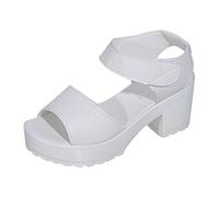 Generico Sandali con Plateau Donna Zeppe Estive Eleganti Flip Flop Bocca Estate Zappe Sandali Di Pesce Medio Spiaggia Donna Sandalo Tacco con Paillettes Zeppa Chiusi (White,38)