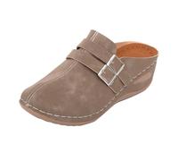 Generico Sandali con Plateau Donna Zeppe Estive Ortopediche Sandali con Plateau Di Grandi Dimensioni,Stile da Donna,Piatti,Senza Schienale,Un Cinturino,Ciabatte Gioiello (Khaki,42)