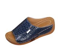 Generico Sandali con plateau slip-on da donna, punta, scarpe casual comode per la stagione primavera estate autunno (Navy, 40)
