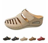 Generico Sandali Con Punta Chiusa Da Donna 2025,Sandali Con Plateau Da Donna, Supporto Plantare (Beige,41)
