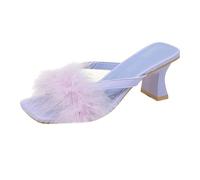 Generico Sandali con Tacco Basso Scarpe Donna con Tacco Sandals Zip Chunky Toe Summer Pullover Fish Women Mouth Sandals Heel High Back Fashion Women's Pantofole Donna Chiuse (Purple,36)