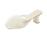 Generico Sandali con Tacco Basso Scarpe Donna con Tacco Sandals Zip Chunky Toe Summer Pullover Fish Women Mouth Sandals Heel High Back Fashion Women's Pantofole Donna Chiuse Estive (Beige,37)