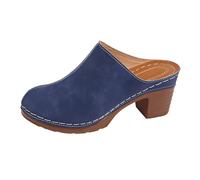 Generico Sandali con Tacco Donna Pianta Larga Scarpe Estive Sandali da Donna con Cinturino In Pelle Scamosciata Retrò E Tacco,Per La Primavera E L'Estate Chiusi Davanti (Blue,39)