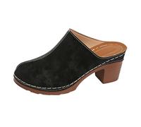 Generico Sandali con Tacco Donna Scarpe Comode Estive Largo Sandali da Donna con Cinturino In Pelle Scamosciata Retrò E Tacco,Per La Primavera E L'Estate Pantofole Ortopediche (Black,39)