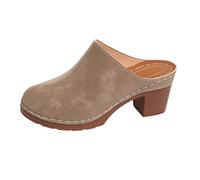 Generico Sandali con Tacco Donna Scarpe Comode Estive Largo Sandali da Donna con Cinturino In Pelle Scamosciata Retrò E Tacco,Per La Primavera E L'Estate Pantofole Ortopediche (Khaki,39)