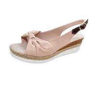Generico Sandali Con Zeppa Espadrillas Comode Scarpe Estive Aperte Punta Aperta Leggero Sandalo Lacci Caviglia Casual Antiscivolo Sandali Piattaforma Eleganti Spiaggia Estive Slingback Sposa