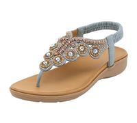 Generico Sandali Da Donna Comodi Eleganti Nuovi Estivi Alla Retrò Stile Etnico Leggero Spiaggia Per Le Vacanze Con Tacco Elastico Piatti Casual Sandalo Estivo Flat Barefoot Ciabatte Infradito Grey 40