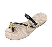 Generico Sandali Da Donna Comodi Eleganti Spiaggia Piatti Con Fondo In Punta A Farfalla Ciabatte Estiva Infradito Cinturino Scarpe Estive Comode Laccio Dietro Sandalo Comodo Estivo Bassi Mare Nero 37