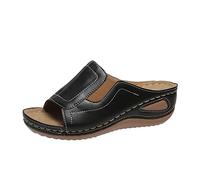 Generico Sandali da Donna con Plateau e Zeppa in Pelle Tinta Unita, Casual e alla Moda per la Bella Stagione