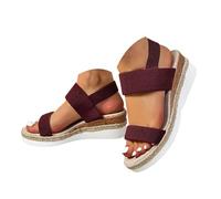 Genérico Sandali da donna estivi, sandali da donna, comodi, suola a sparto, con plateau spesso, moderni, stile casual, mediterraneo, per vacanze, spiaggia, comodi, antiscivolo, Vinaccia, 37 EU
