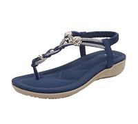 Generico Sandali Da Donna Infradito Comodi Estivi Con Strass Slope Heel Hollow Tinta Unita Soft Flat Bottom Open Toe Di Grandi Dimensioni Mare Sandalo Estivo Elegante Estive Comode Eleganti