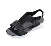 Generico Sandali da donna per il tempo libero quotidiano e le vacanze all'aperto, design a punta aperta, suola spessa, costruzione in pura rete, calzature estive eleganti (Black, 42)