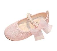 Generico Sandali da ragazza nuovo modello carino e versatile decorazione con fiocco di perle fondo piatto scarpe comode con gancio (Red 30 Little Child)