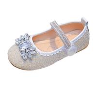 Generico Sandali da ragazza Nuovo modello Simpatico diamante Decorazione Versatile fondo piatto Comode scarpe da principessa (White, 32 Little Child)