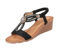 Generico Sandali Donna Bassi Comoda Sandali Barefoot Donna Comodi E Alla con Zeppa Spessa per Chiusi Dietro Sandalo Elegante (Black,38)