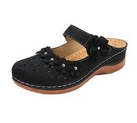 Generico Sandali Donna Bassi Comoda Sandali Barefoot Donna Pantofole Rotonde Comode per Le Donne con Punta A Zeppa da con Caviglia Cavi Pantofole Ortopediche (Black,40)