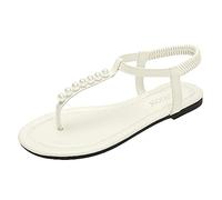 Generico Sandali Donna Bassi Comoda Sandali Donna Comodi con Punta A Clip A Fondo Piatto Stile Fata per Le Donne Nel Scarpe da Spiaggia Forma Di con Tacco Basso (White,40)