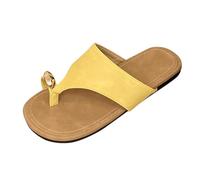 Generico Sandali Donna Bassi Comoda Sandali Donna Estivi Women'S Flat Bottom Beach Set Toe Sandals Slippers Summer Outside The Fashionable Leisure And Ciabatte da Mare Scarpe (Yellow,37)