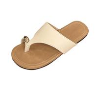Generico Sandali Donna Bassi Comoda Sandali Donna Estivi Women'S Flat Bottom Beach Set Toe Sandals Slippers Summer Outside The Fashionable Leisure And Ciabatte da Mare Scarpe (White,35)
