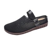 Generico Sandali Donna Bassi Comoda Sandali Estivi Donna da Primavera Estate E Autunno Nuovi Piatti Ortopedici In Rete Intrecciata A Metà Ciabatte da Viaggio (Black,36)