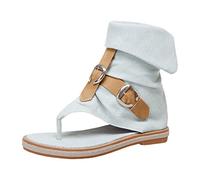 Generico Sandali Donna Bassi Comodi Sandali Donna Eleganti Estivi per Commercio Estero Transfrontaliero per Scarpe da con Fibbia Cintura In Neri (White,37)