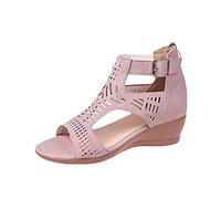 Generico Sandali Donna Bassi Comodi Scarpe Estive Comode Out Hollow Sandals Causale Ladies Toe per Le Donne Fashion Sandals Scarpe Cunei Sandali Delle Donne da Camminata Donna Neri (Pink,37)