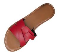 Generico Sandali Donna Bassi Eleganti Sandali Comodi Donna da,Infradito con Patchwork,con Punta Anello,Comodi Estivi Piatti per Le Ciabatte Eleganti (Red,39)