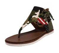 Generico Sandali Donna Bassi Eleganti Sandali Donna Comodi Toe Flat Sandals Zipper Beach Open Breathable Women Camouflage Shoes Summer Women'S con Tacco Eleganti Sandalo (Green,42)