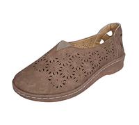 Generico Sandali Donna Bassi Eleganti Sandalo Donna Comodo Summer Openn Shoes Donne Piatto Singolo Breathable Sulla Punta Fashion Out Hollow Sandali da Platform Pianta (Khaki,37)