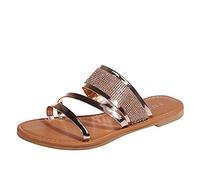 Generico Sandali Donna Bassi Eleganti Scarpe Estive Donna -On Beach Toe Strass Scarpe Estive Sandali Traspiranti da Aperti da con Tacco Aperte (Gold,41)