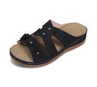 Generico Sandali Donna Bassi Pantofole Donna Comode con Floreale per Tempo Libero Suola Spessa e Design Aperto Casual (Black, 41)