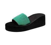 Generico Sandali Donna Bassi Sandali con Zeppa Elastici Donna per Estate Moda Spiaggia e Tempo Libero Comodi (Green, 38)