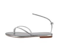 Generico Sandali Donna Bassi Sandali Donna Estive Comode Pantofole da Summer New Pattern Strass Shiny Fashion Fondo Piatto Comode Infradito da Spiaggia Antiscivolo Gioiello (Silver,37)