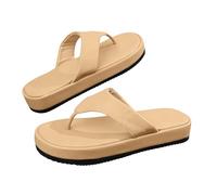 Generico sandali donna,ciabatte donna estive eleganti, morbidi, comodi e piatti, casual e retrò, con punta, estivi, da Inverno Rialzo (Beige, 43)