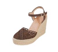 Generico Sandali Donna Comodi Eleganti Estive Sandali Zeppa Donna Platform Sandalo Chiusi Davanti Casual Per Piscina Spiaggia (Coffee,37)