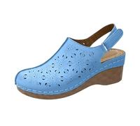 Generico Sandali Donna Comodi Plateau Sandali con Zeppa Romani Eleganti E Versatili,Nuovi,Estivi,con Punta E Tacco A Spillo,Suola Spessa Scavata. Zeppa Donna (Sky Blue,36)