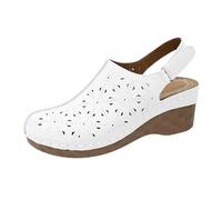 Generico Sandali Donna Comodi Plateau Sandali con Zeppa Romani Eleganti E Versatili,Nuovi,Estivi,con Punta E Tacco A Spillo,Suola Spessa Scavata. Zeppa Donna (White,41)