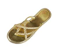 Generico Sandali Donna Comodi Sandali Estivi Donna Tacco Basso Commercio Estero Suola Piatta Colore Unico Scarpe Spiaggia Grandi Dimensioni Europa Stati Uniti Trekking Leggere (Gold, 40)