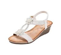 Generico sandali donna comodi sandali zeppa stile boho versatili suola antiscivolo per svago estivo e uscite fuori casa quotidiane(Bianco37)