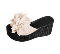 Generico Sandali Donna con Plateau Comodi Estive Eleganti Ciabatte Estive con Fondo Spesso E Parola A E Fiori,Aumento di Altezza,da Indossare Ciabatte Donna Eleganti Sandali (Beige,37)