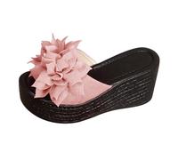 Generico Sandali Donna con Plateau Comodi Estive Eleganti Ciabatte Estive con Fondo Spesso E Parola A E Fiori,Aumento di Altezza,da Indossare Ciabatte Donna Eleganti Sandali (Pink,38)