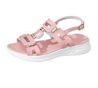 Generico Sandali Donna con Plateau Eleganti Estive Zeppa Sandali Estivi da Donna New Roman con Punta E Suola Spessa,Comodi E Casual,Tacco A Falda,Perfetti Per La Estive (Pink,39)