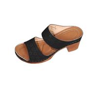 Generico Sandali Donna con Tacco Scarpe Estive Comode Largo Pantofole Estive da Donna,Nuove,Traspiranti,Leggere,con Una Sola Parola,alla,Punta E Tacco Sandali Scarpe (Black,38)