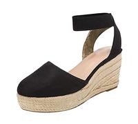 Generico Sandali Donna Con Zeppa Estive Antiscivolo Casual Sandali Comodi Punta Chiusa Eleganti Con Zeppa Espadrillas Con Lacci Fibbia Leggere Scarpe Traspiranti Plateau Con Punta Chiusa Sandalo